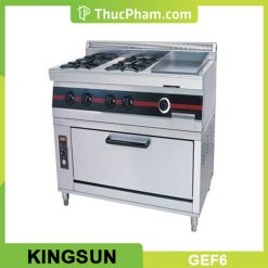 Bếp Âu Công Nghiệp 4 Họng Có Mặt Rán Phẳng Dùng Gas KingSun GEF6