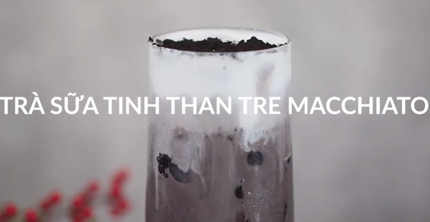trà sữa tinh than tre macchiato