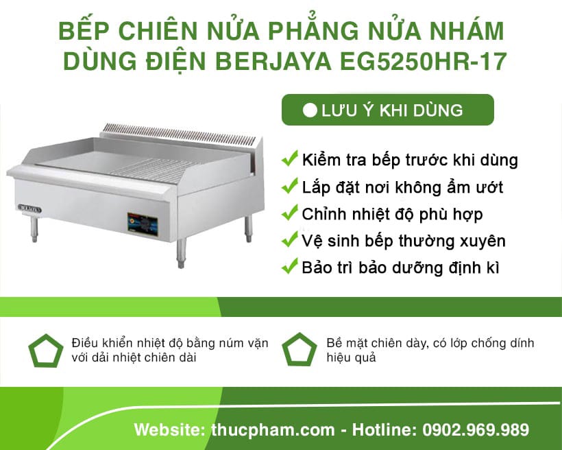 Bếp Chiên Nửa Phẳng Nửa Nhám Dùng Điện Berjaya EG5250HR-17