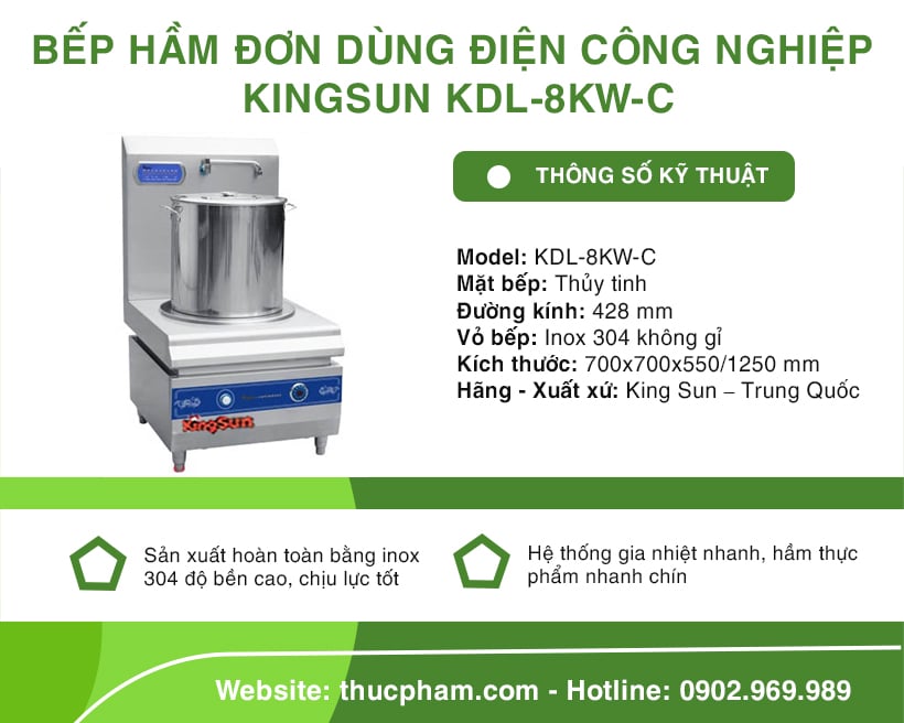 Bếp Hầm Đơn Dùng Điện Công Nghiệp Kingsun KDL-8KW-C