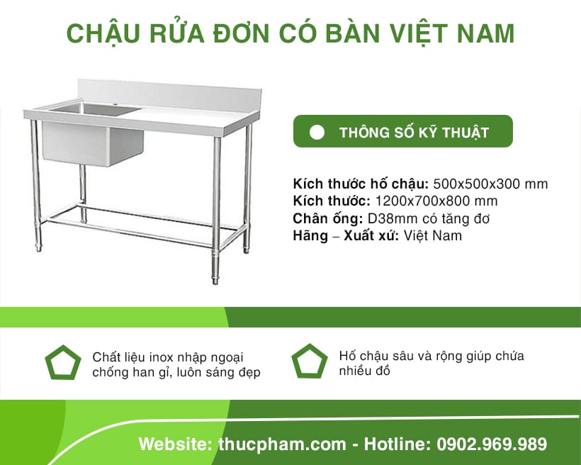 Chậu Rửa Đơn Có Bàn Việt Nam