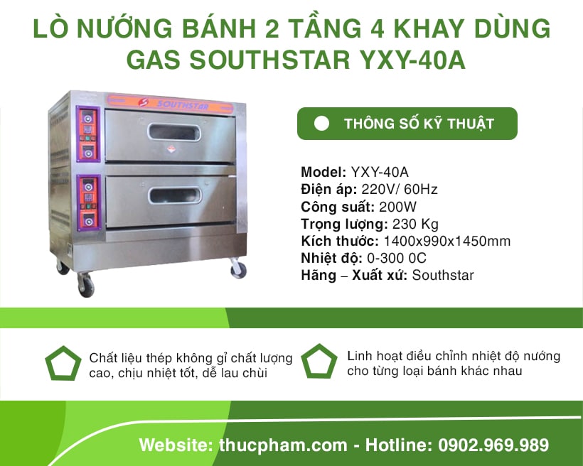 Lò Nướng Bánh 2 Tầng 4 Khay Dùng Gas Southstar YXY-40A