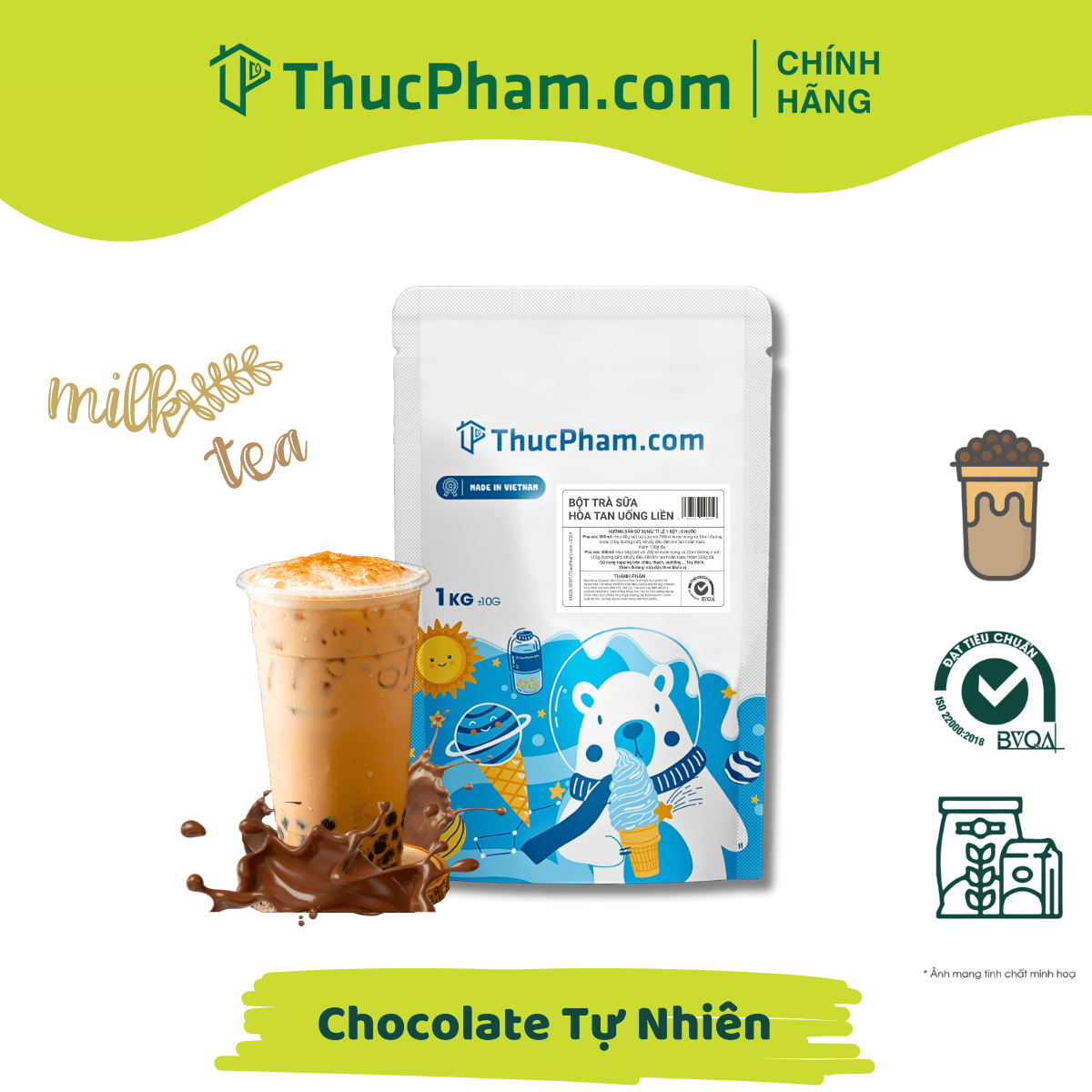 Bột Trà Sữa Hòa Tan ThucPham.com Vị Chocolate