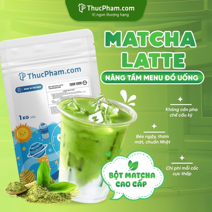 15 Món Đồ Uống Và Món Tráng Miệng Từ Bột Matcha Latte 5 15 món đồ uống và món tráng miệng từ Bột Matcha Latte ThucPham.com gói 1kg pha chế tiện lợi chuẩn vị Nhật