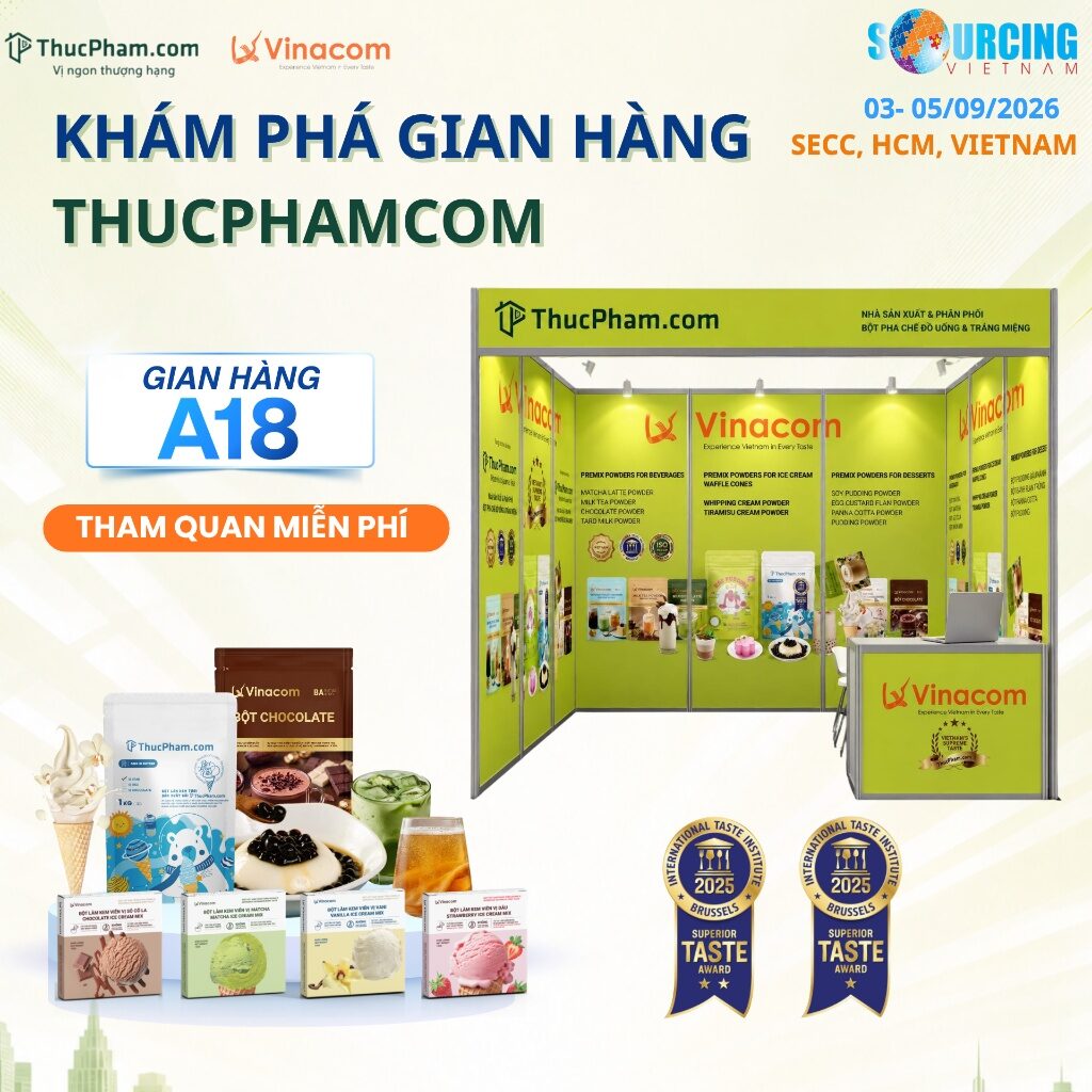 Vinacom/ThucPham.com tham gia Vietnam International Sourcing 2026 – Hẹn gặp tại Booth A1 7 Khám phá gian hàng A18 ThucPham.com và Vinacom tham quan miễn phí tại triển lãm Vietnam Sourcing Expo 2026
