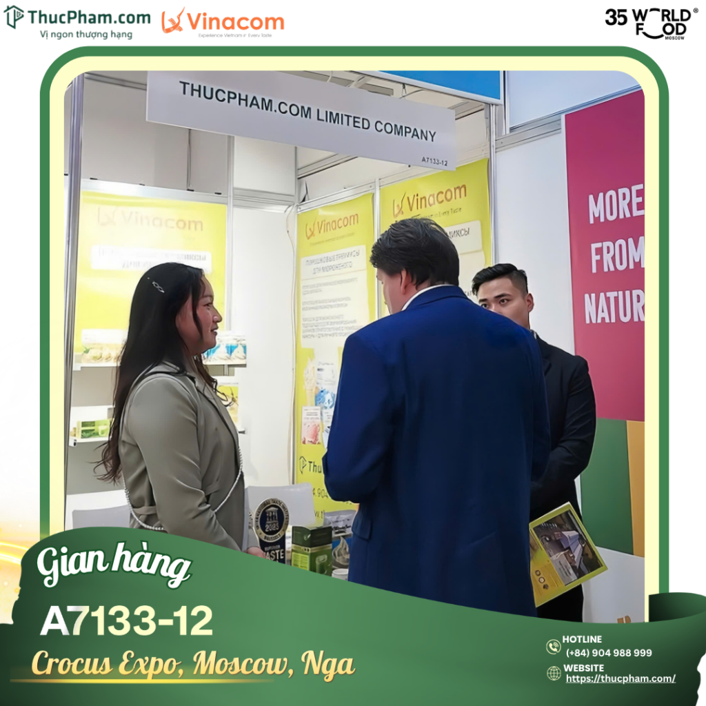 Behind The Booth – Một Ngày Tại WorldFood Moscow Cùng ThucPham.com 4 Đoàn đại diện ThucPham.com đàm phán hợp tác thương mại cùng đối tác quốc tế tại Gian hàng A7133-12 WorldFood Moscow 2026