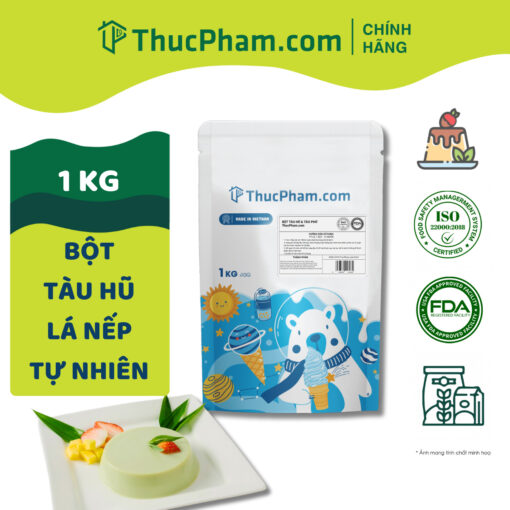 20+ Món Tàu Hũ Cho Menu Quán Chè, Cafe Và Đồ Ăn Vặt 7 Gói Bột Tàu Hũ Lá Nếp Tự Nhiên ThucPham.com 1kg kèm đĩa tàu hũ lá nếp xanh mát trang trí hoa quả