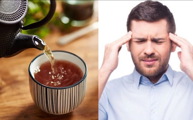 Trà Bị Chát: Vì Sao Và Cách Khắc Phục Khi Pha Trà Sữa 6 Rót nước trà đậm màu vào chén sứ và người đàn ông ôm đầu đau nhức vì uống quá nhiều trà đặc